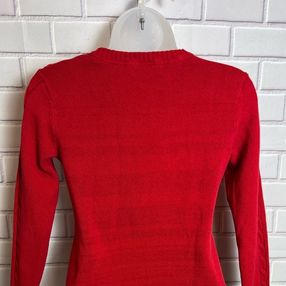 CHARTER CLUB Red Cable Knit Sweater with Button Detail/size PP - Picture 5 of 7